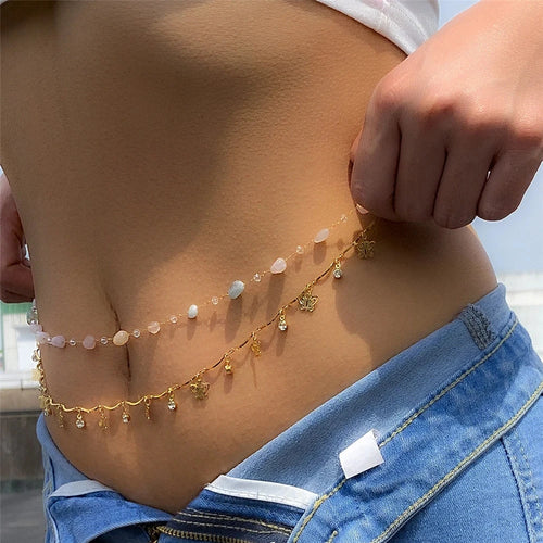 New Fashion Sexy Double Layer Pearl Chain for Women Waist Bead Belly