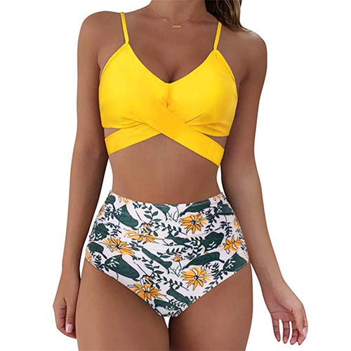 Women Sexy Leopard Print Bikini Set Push Up Bathing Swimwear High