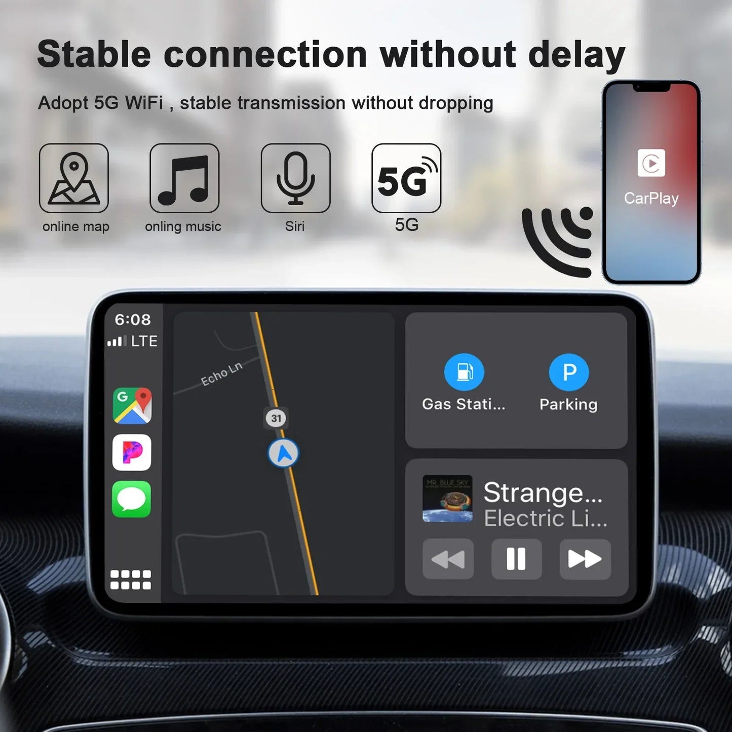 New Wireless Auto Car Adapter,Apple Wireless Carplay Dongle,Plug Play