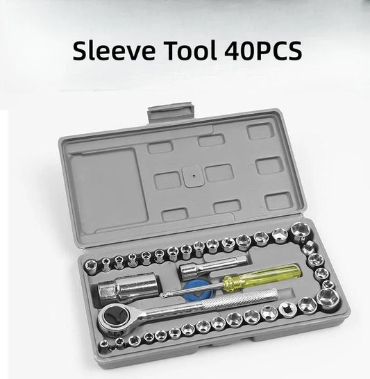40PCS Automobile Motorcycle Combination Tool Sleeve Assembly Tool Box