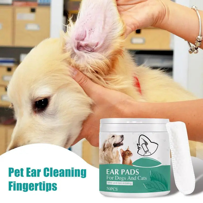 50pcs Ear Wipes For Dogs Pet Ear Cleaning Finger Cots Dogs Ear Wax