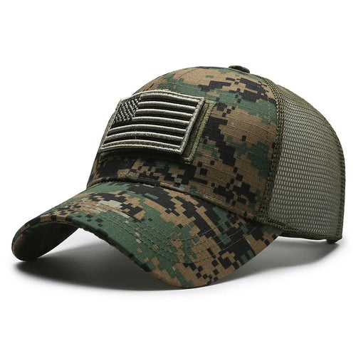 American Flag Camouflage Sticker Embroidered Baseball Cap Net Hat Men