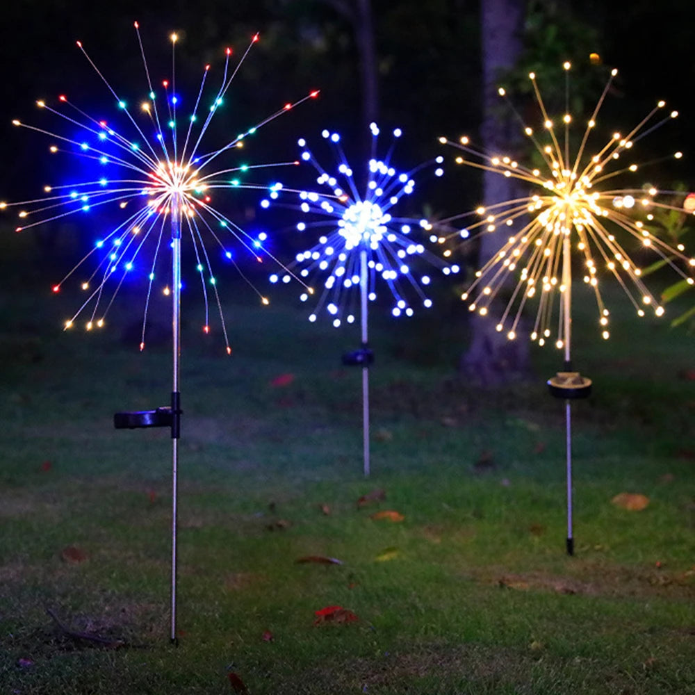 LED Solar Firework Fairy Lights Outdoor Waterproof Lawn Pathway Garden