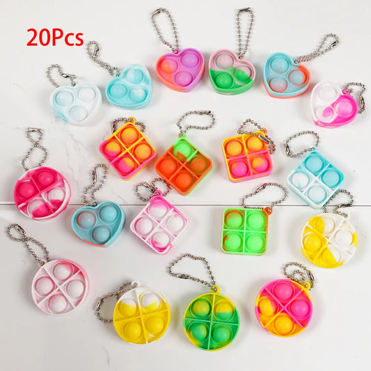 20Pcs Mini Pop Keychain Toddler Sensory Fidget Toys Bulk for Classroom