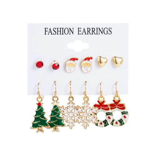 FNIO Fashion Christmas Earrings Santa Claus Elk Snowflake Snowman Tree