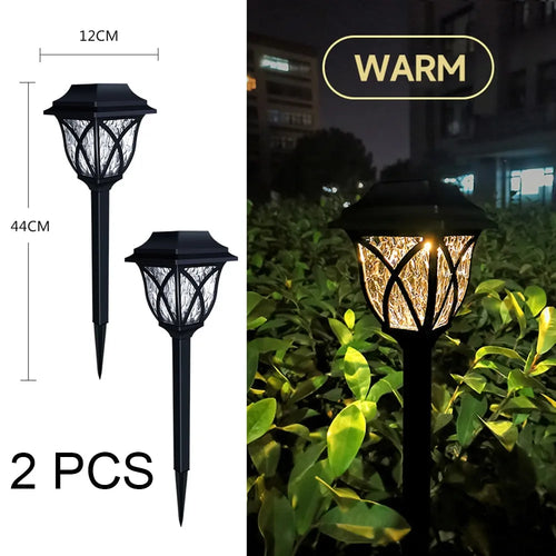 2pcs/Lot Led Solar Lawn Lights Outdoor Waterproof Warm Light Garden