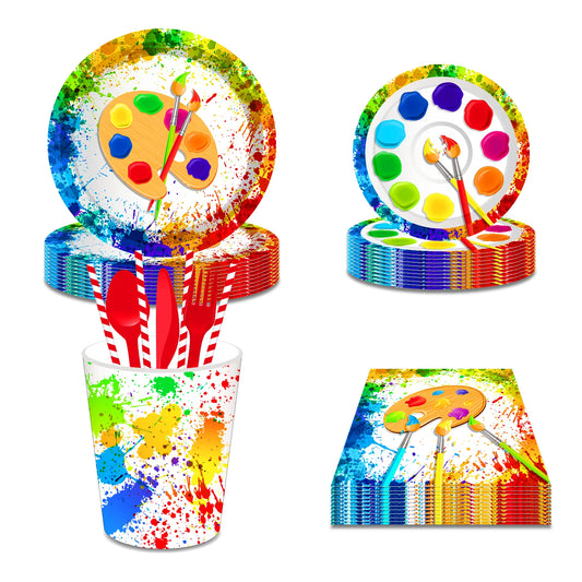 Graffiti Painting Art Party Disposable Tableware Sets Watercolor