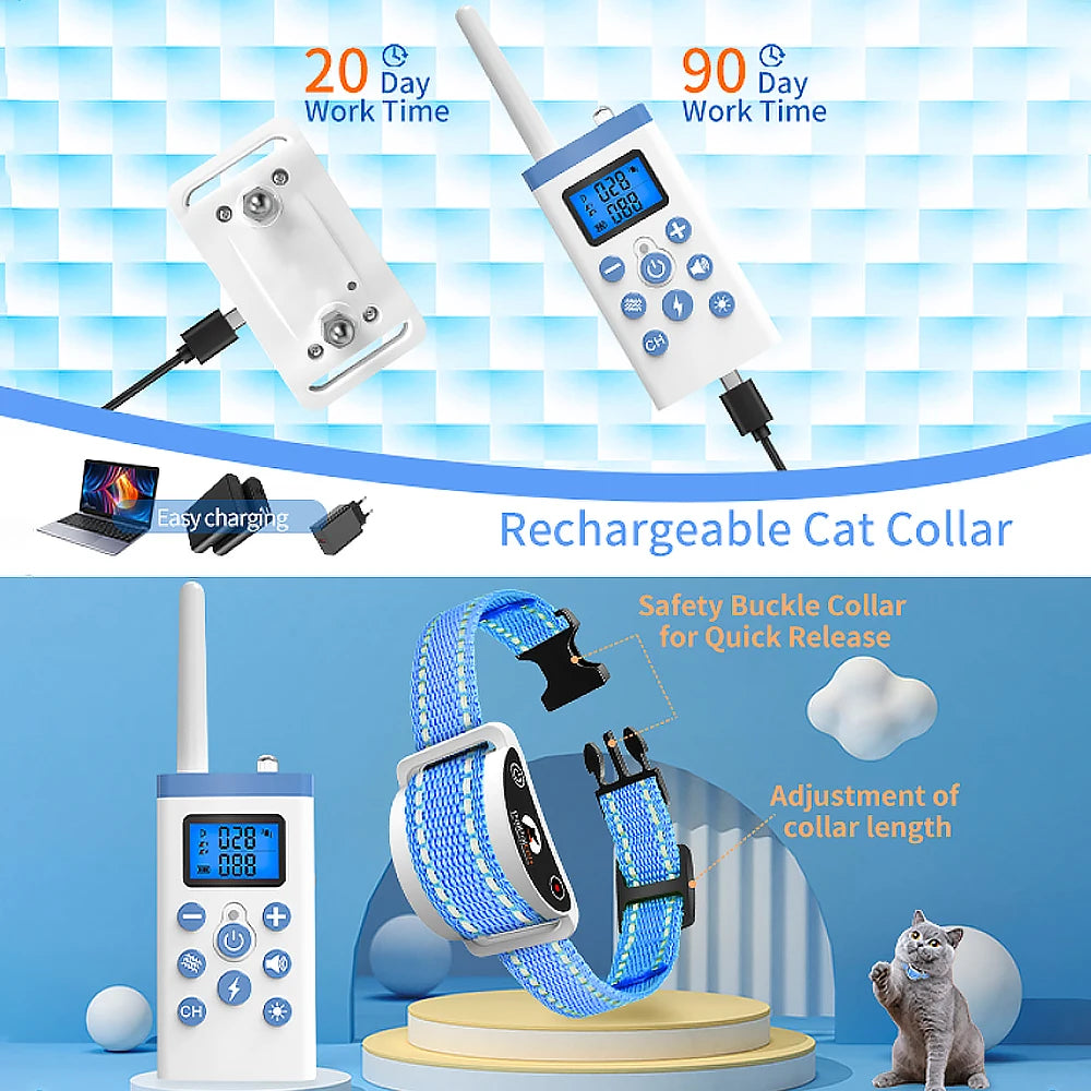 PaiPaitek Cat Training Collar,Cat Shock Collar with Remote ,Cat Stop