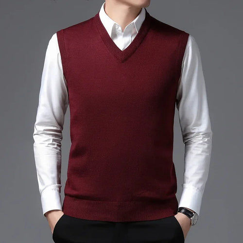 New Men's Cashmere Sweater Vest V-neck Sweater Large Size  Men's