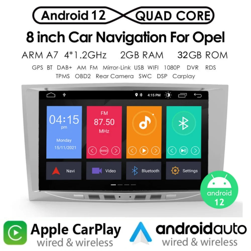 8‘’ Car Radio 2DIN Android Multimedia Player Stereo for Opel Astra H J