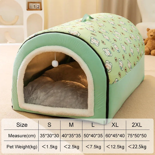 Winter Pet Cat Bed Foldable Dog House Dog Villa Sleep Kennel Removable