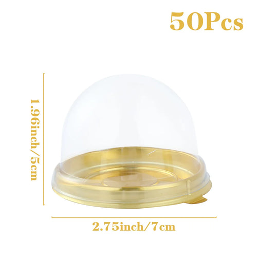 50pcs Mini Transparent Cake Box Container Transparent Cupcake Dome