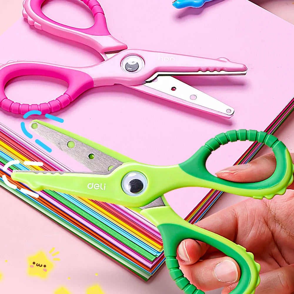 DELI Cartoon Safety Scissors for Kids DIY Cute Craft Paper Scissors