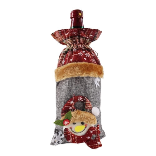 Creative Christmas Wine Bottle Set Golden Velvet Dress Wine Bottle