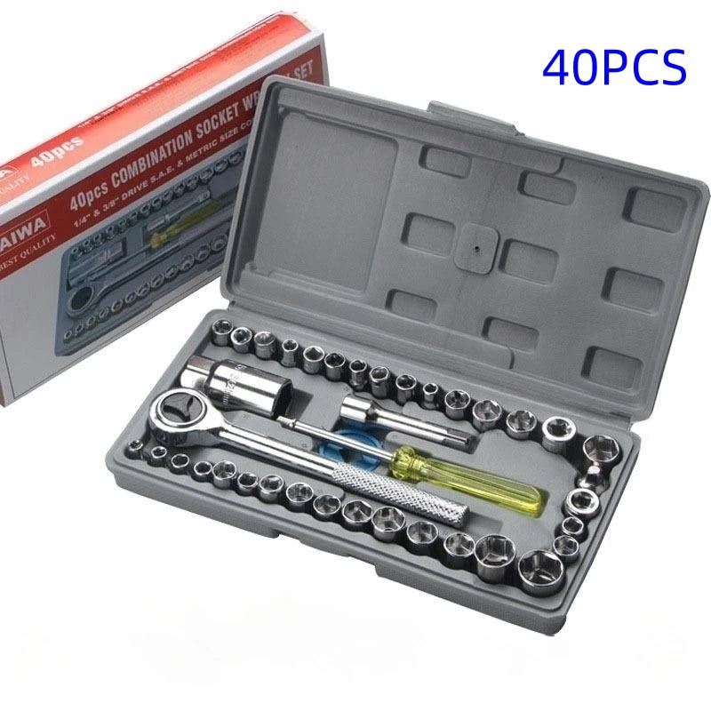 40PCS Automobile Motorcycle Combination Tool Sleeve Assembly Tool Box