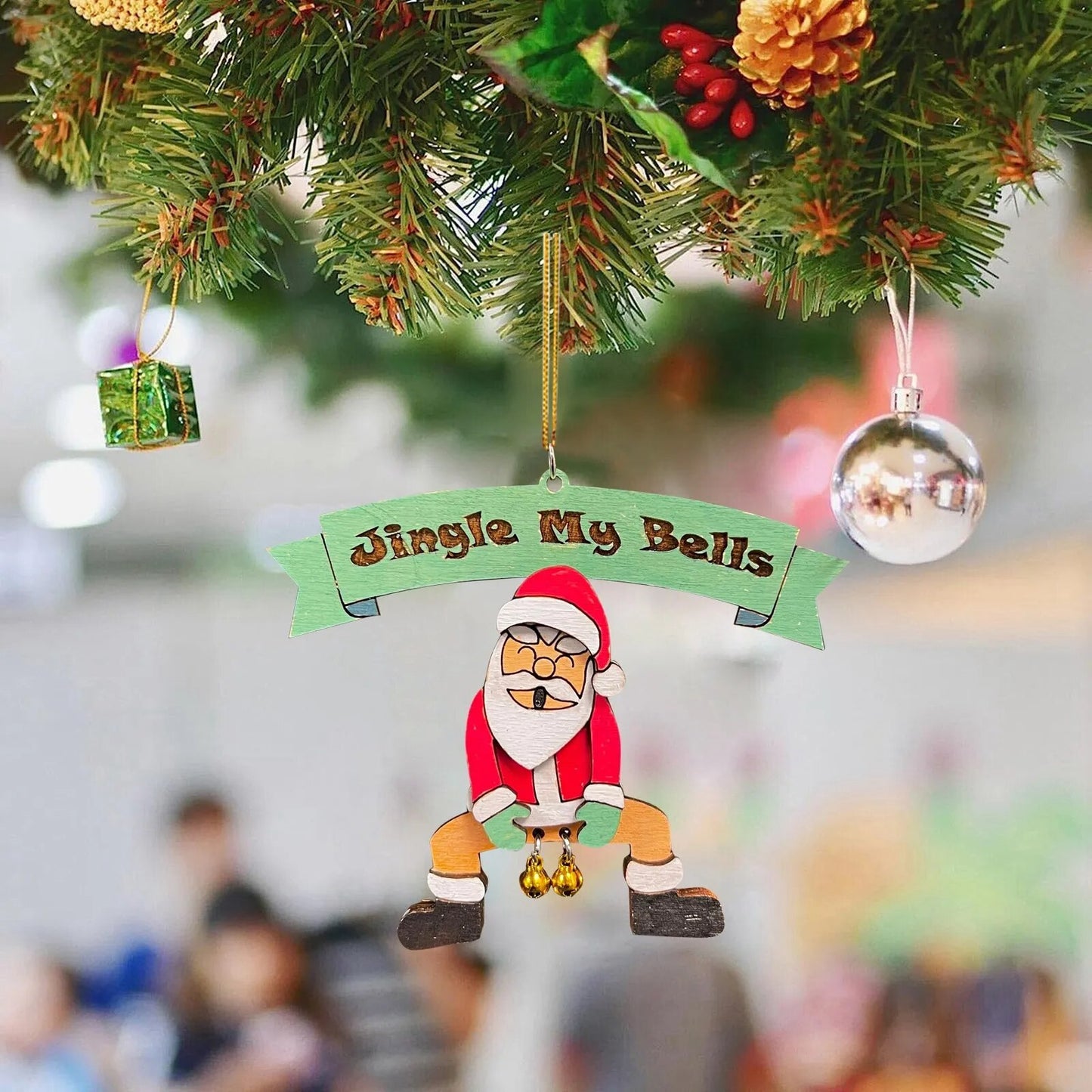 Jingle My Bells Funny Christmas Ornament Santa Butt Bell Ornament Fun