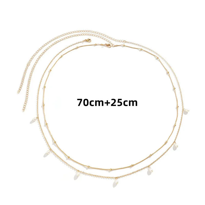 New Fashion Sexy Double Layer Pearl Chain for Women Waist Bead Belly