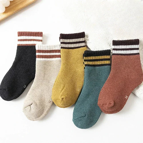 5 Pairs Children Socks Plush Liner Thickened Warm Socks Kids Boys
