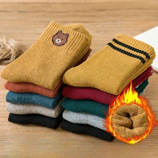 5 Pairs Children Socks Plush Liner Thickened Warm Socks Kids Boys