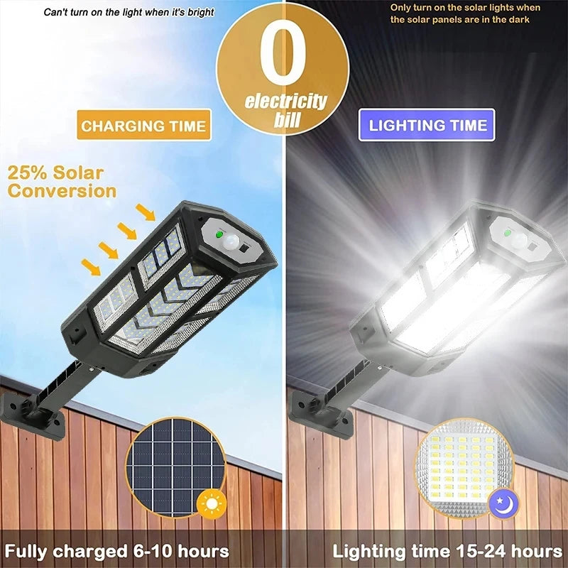 8000LM 4PCS Solar Lights Outdoor Motion Sensor Light 3 Working Modes