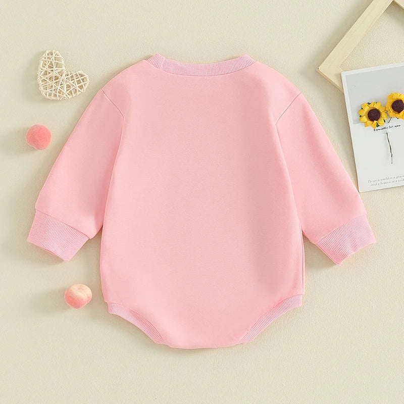 Valentines Day Baby Girl Outfit Newborn Bubble Romper Toddler Crewneck