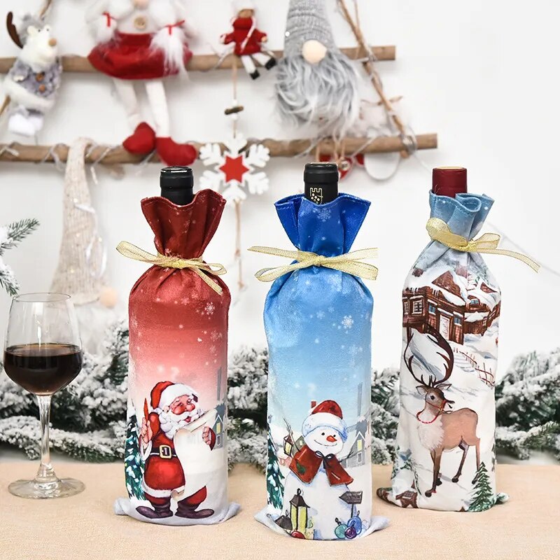 Creative Christmas Wine Bottle Set Golden Velvet Dress Wine Bottle