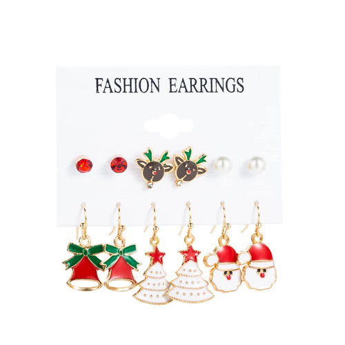 FNIO Fashion Christmas Earrings Santa Claus Elk Snowflake Snowman Tree