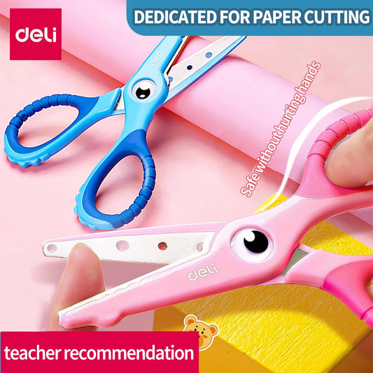 DELI Cartoon Safety Scissors for Kids DIY Cute Craft Paper Scissors