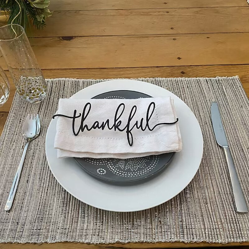 Thanksgiving Grateful Thankful Blessed Christmas Table Wood