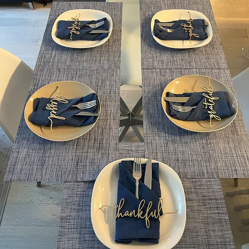 Thanksgiving Grateful Thankful Blessed Christmas Table Wood