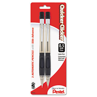 Pentel PD345BP2K6 Quicker Clicker Mechanical Pencil  0.5 mm  Smoke  2-