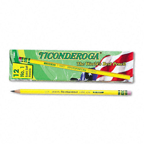 Dixon DIX13881 Dixon Ticonderoga Woodcase Pencil  B no.1  Yellow Barre