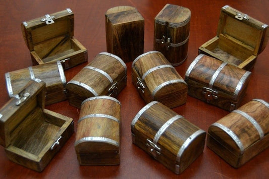 12 Pcs Carved Treasure Chest Trinket Boxes
