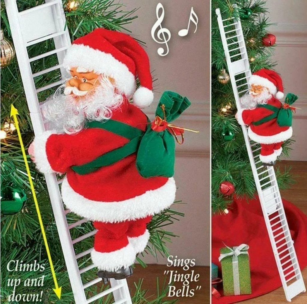 Christmas Music Santa Claus Electric Climbing Xmas Tree Decor Ornament