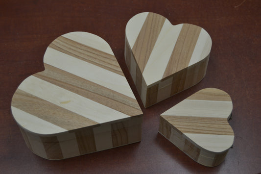 3 Pcs Set Handmade Heart Wood Storage Wood Boxes