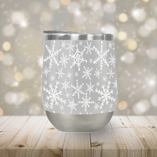 Gray Snowflakes Stemless Wine Tumbler