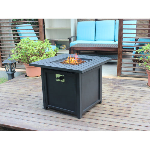 Brown  Upland 30” Slat Top Gas Fire Pit Table