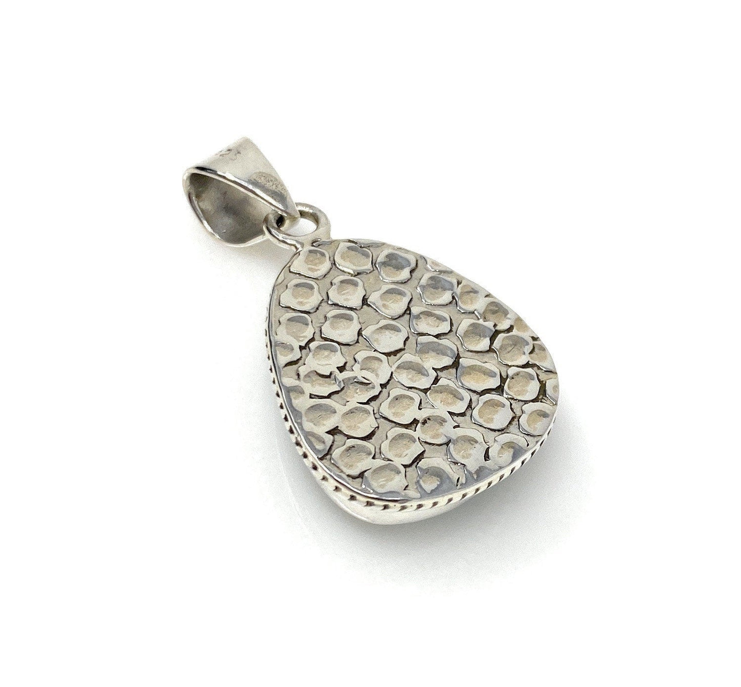 Natural Larimar Gemstone Pendant, Bohemian Jewelry, Sterling Silver Pe