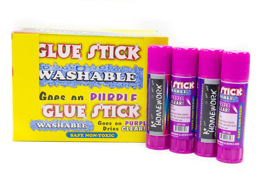 A+ Homework Purple Glue Stick - Washable, 0.28 oz, Dries Clear