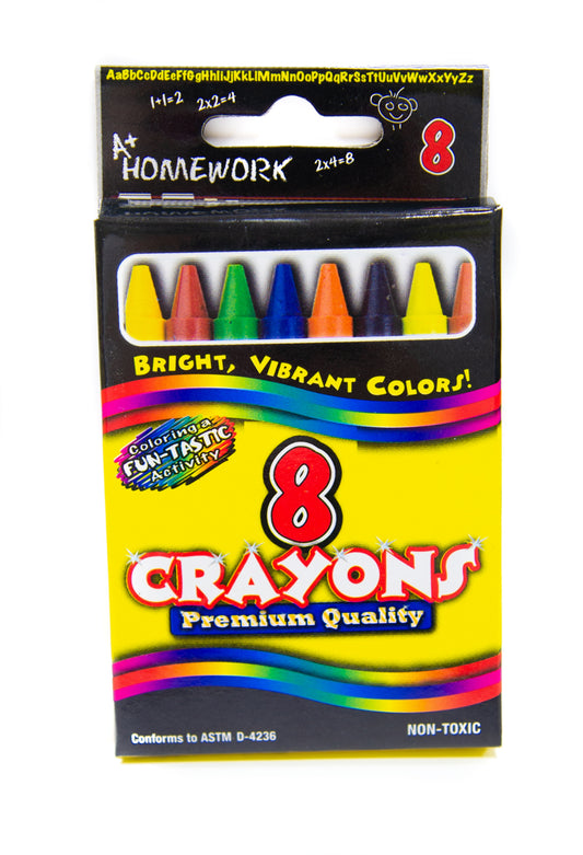 A+ Homework Crayons - 8 Count, Assorted Colors